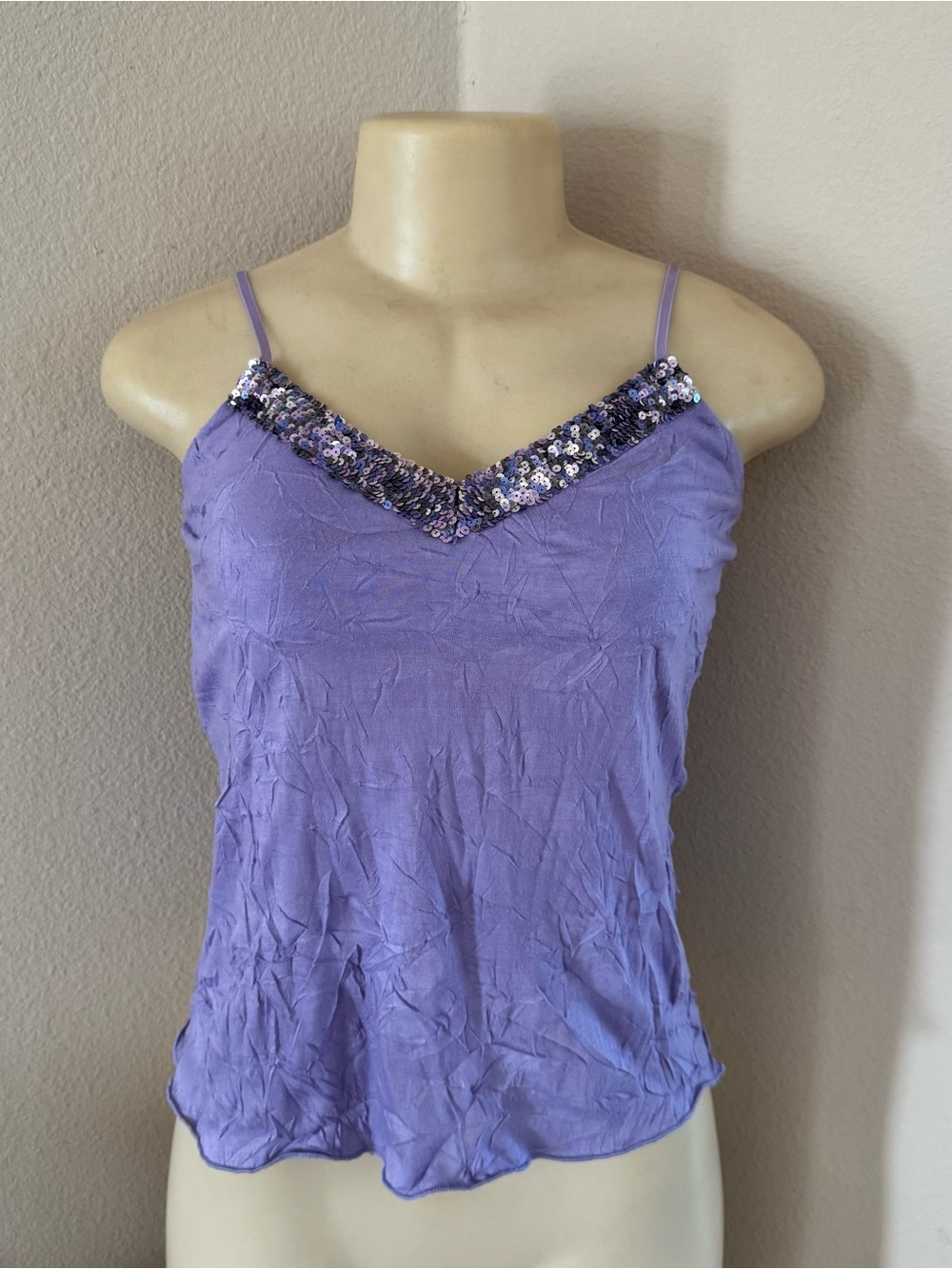 Purple Arden B Y2K Women’s Junior Sz XS/Small Crinkled Spaghetti Strap Tank Top